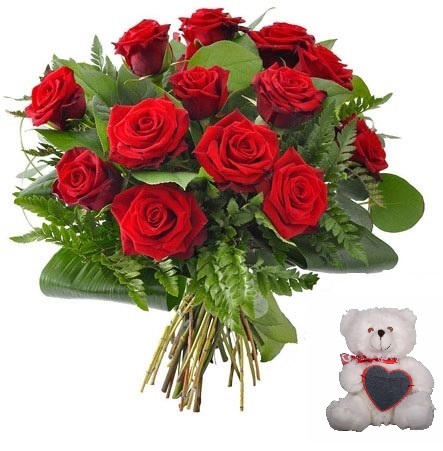 18 Rosas y  Osito Corazón